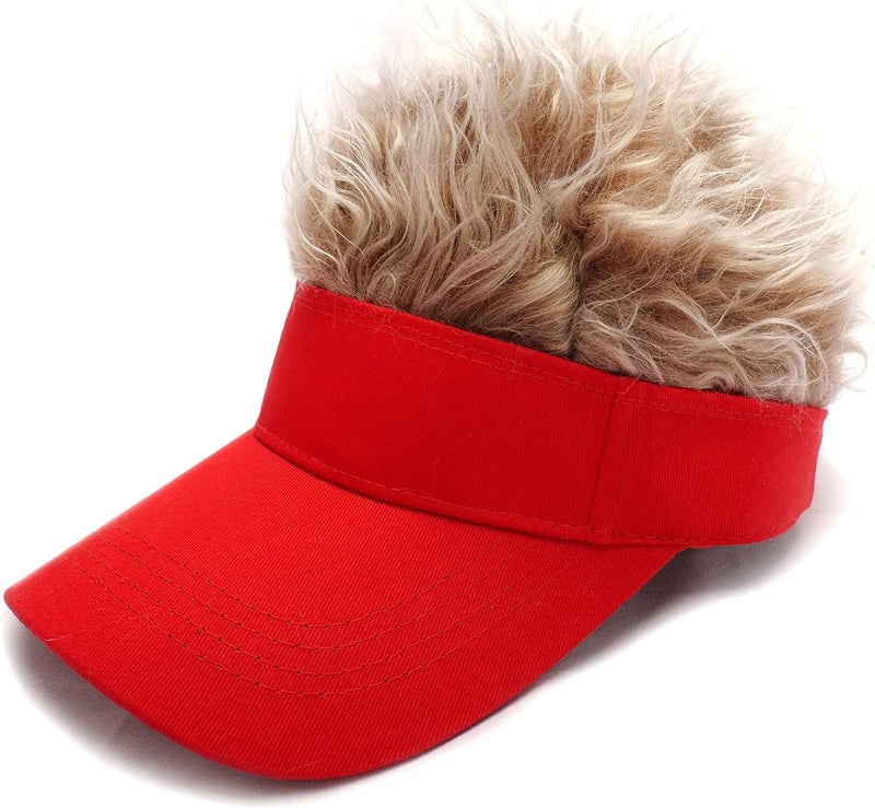 KELSOD Men's Hair Visor ​Sun Hats Visor with Hair Fake Hat with Hairs for Men Novelty Spiked Adjustable Baseball Caps Funny Gift - Image 1